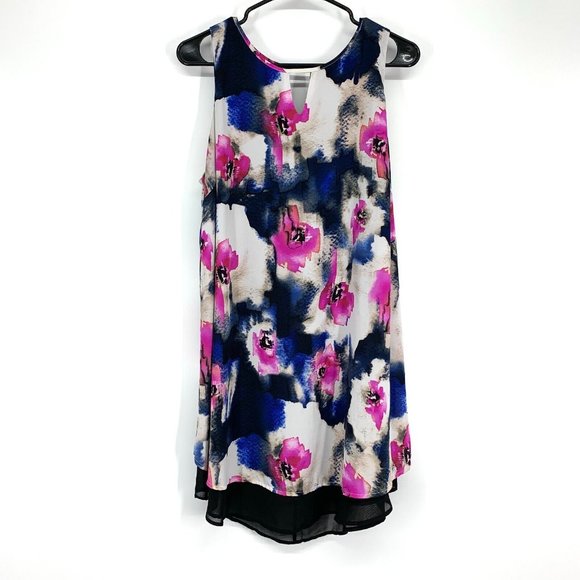 Astr Dresses & Skirts - ASTR Dress Black Watercolor Floral Print Mini Shift Sleeveless